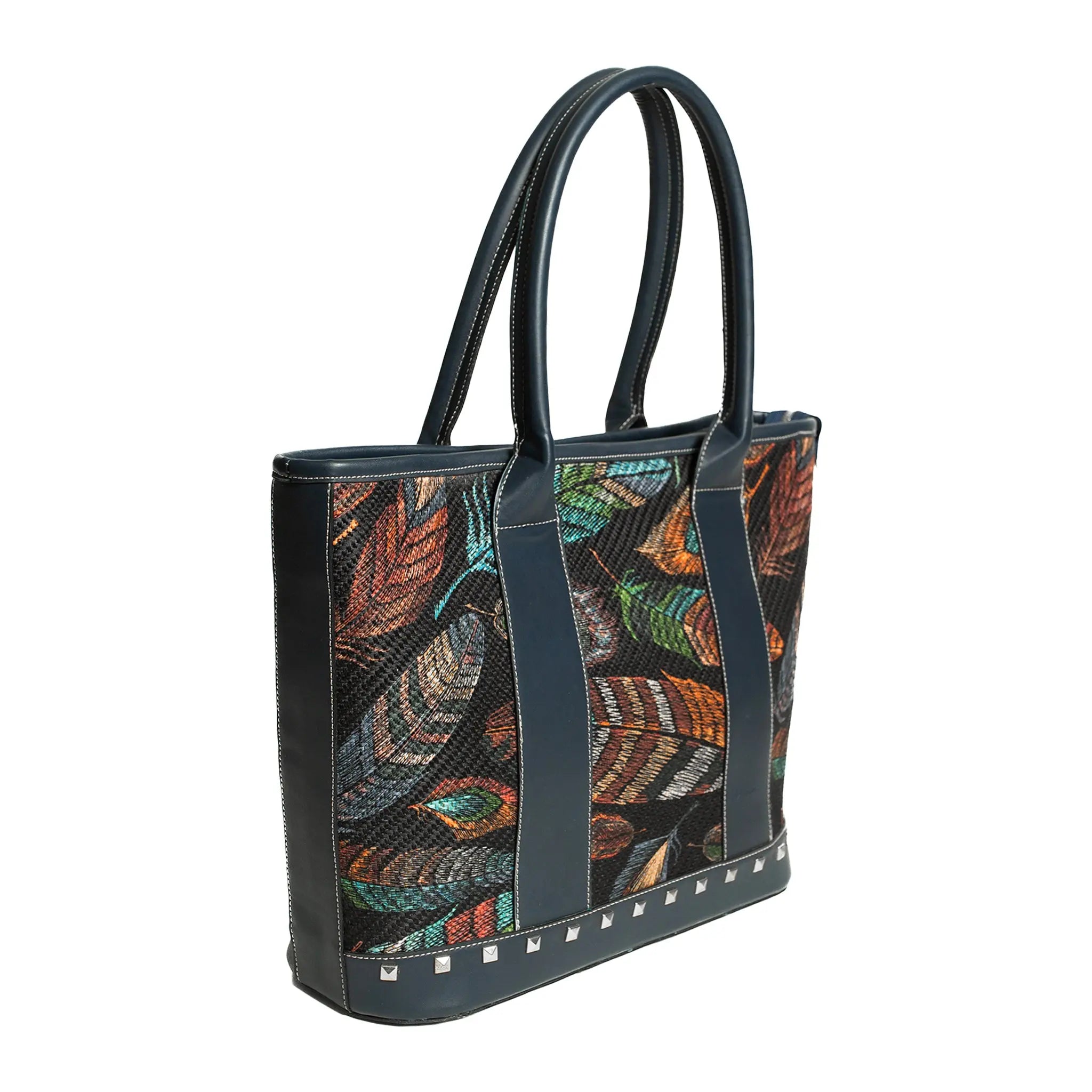 Holbox Tote Blue Feathers Sangre de Mar