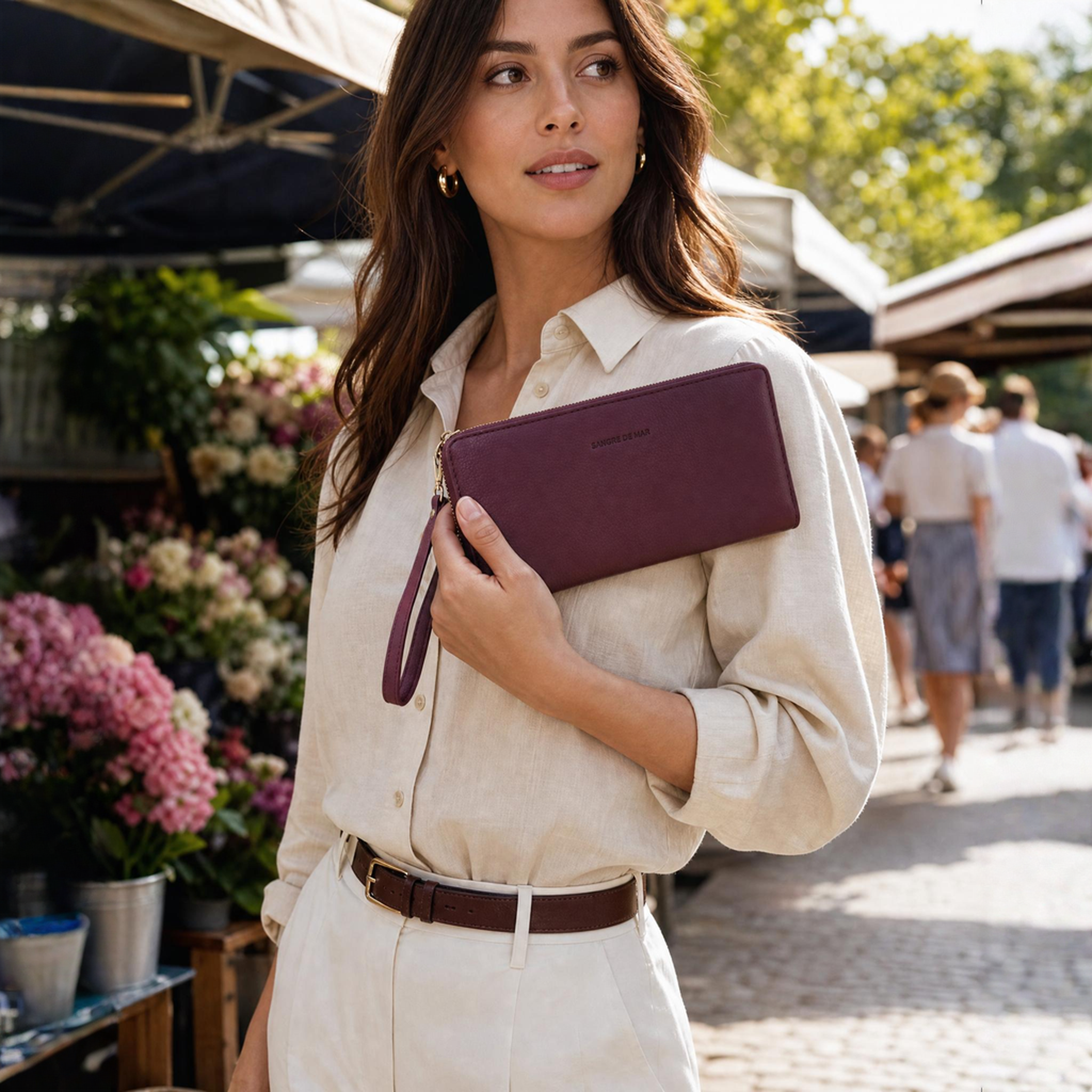 Costera Long Wallet · Merlot Snake-Embossed Leather