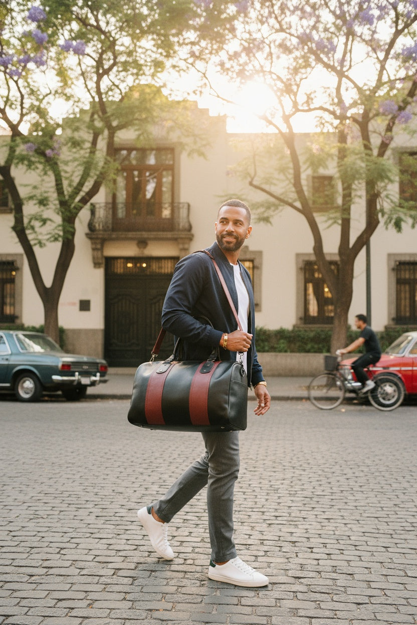 Marea Weekender Bag Medium Size Black Leather