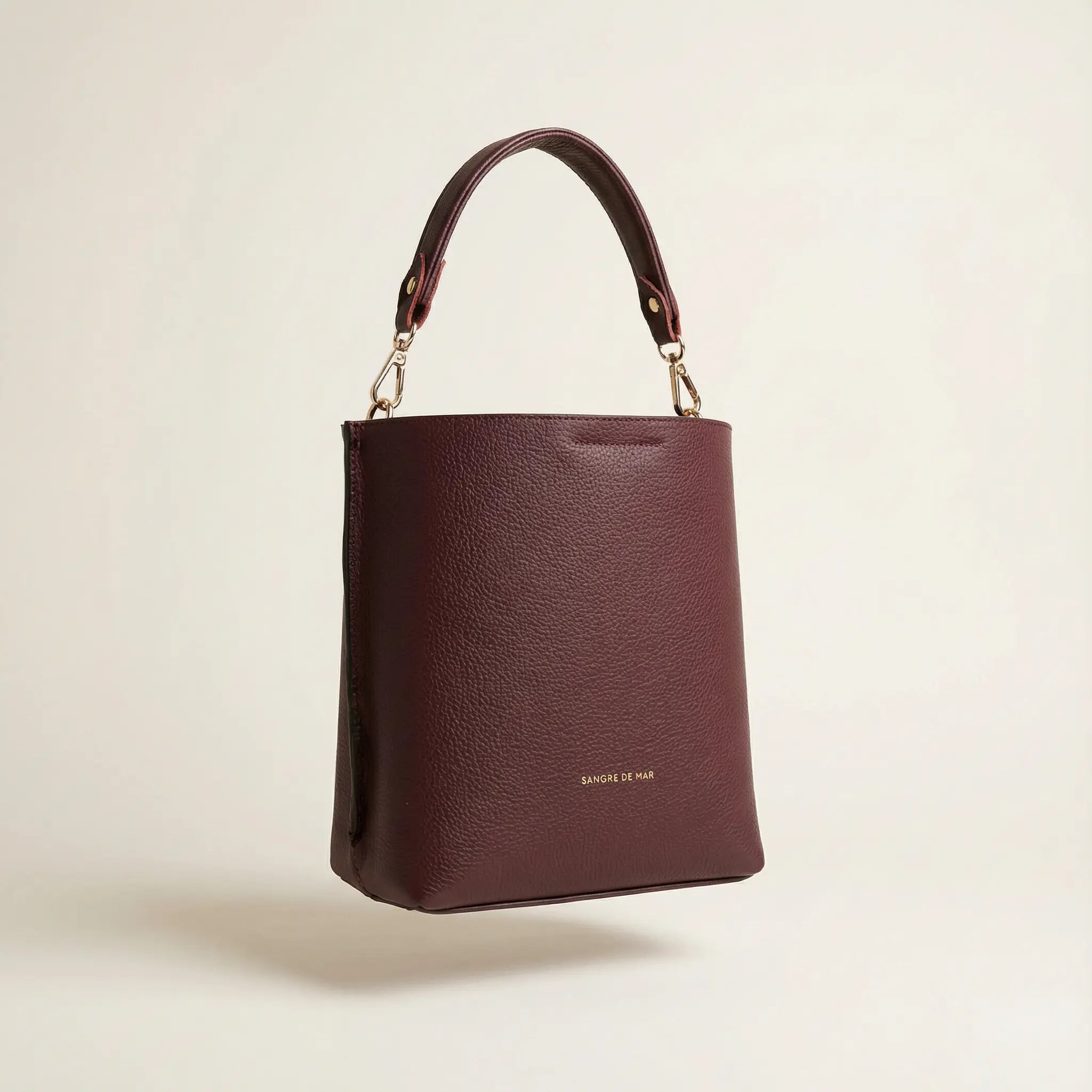 Marina Mini-Bucket Pebbled Leather Sangre de Mar