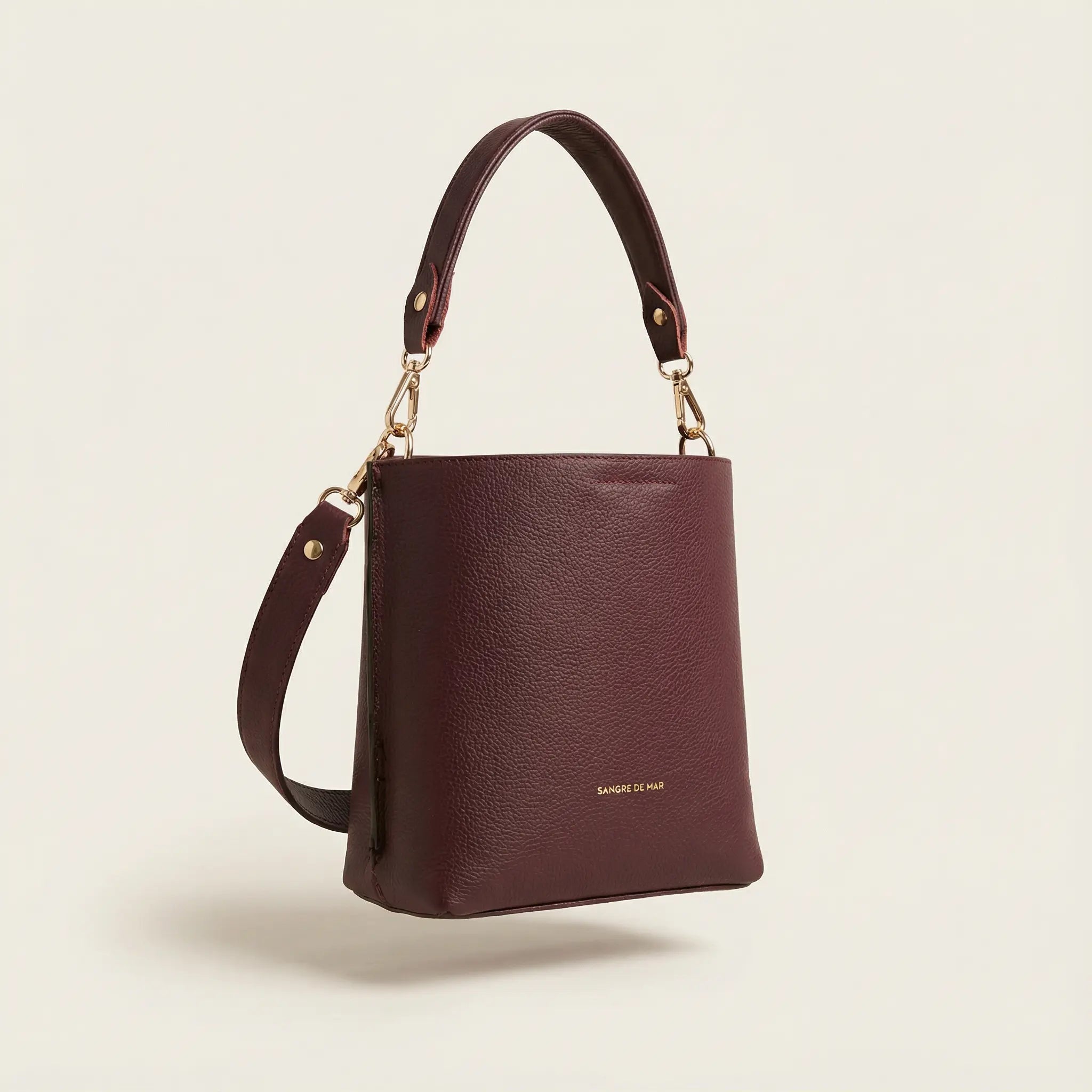 Marina Mini-Bucket Pebbled Leather Sangre de Mar