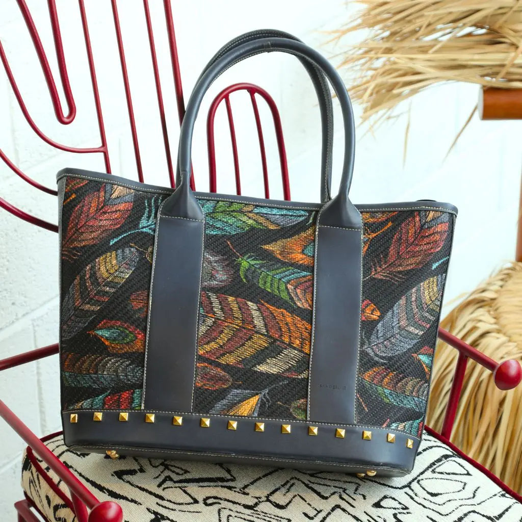 Holbox Tote Blue Feathers Sangre de Mar