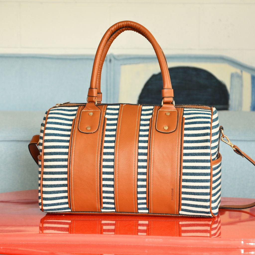 Riviera Weekender Bag Tan Blue