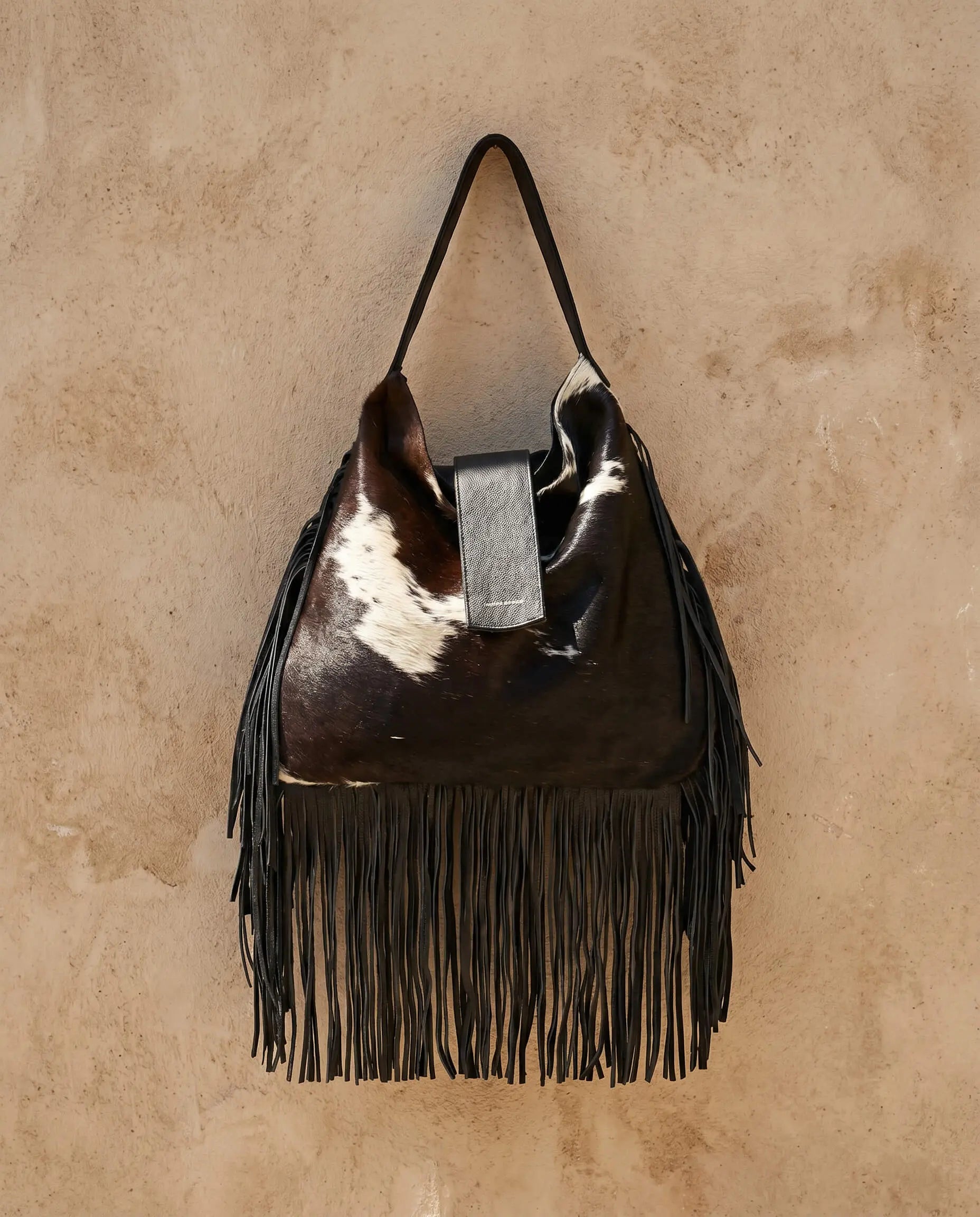 Bravia Black Hair-On Hide Fringe Tote Sangre de Mar