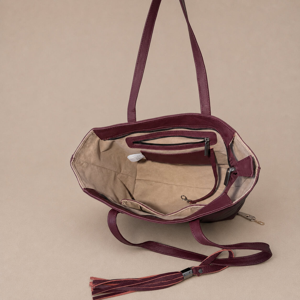 Marea Maxi Tote · Merlot Full-Grain Pebbled Leather Sangre de Mar