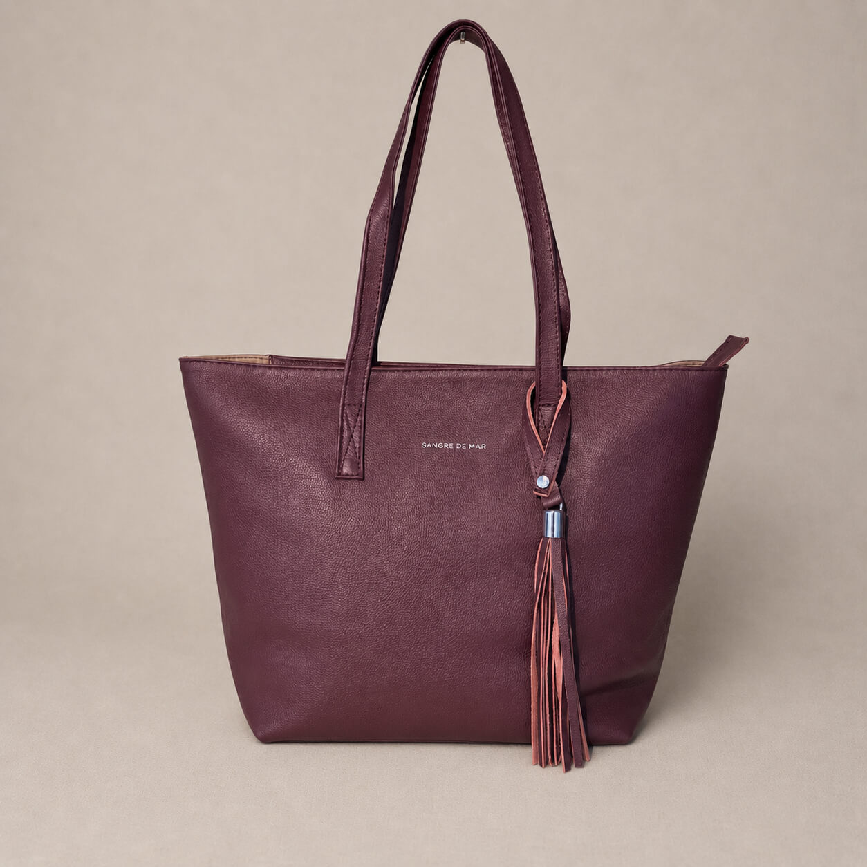 Marea Maxi Tote · Merlot Full-Grain Pebbled Leather Sangre de Mar
