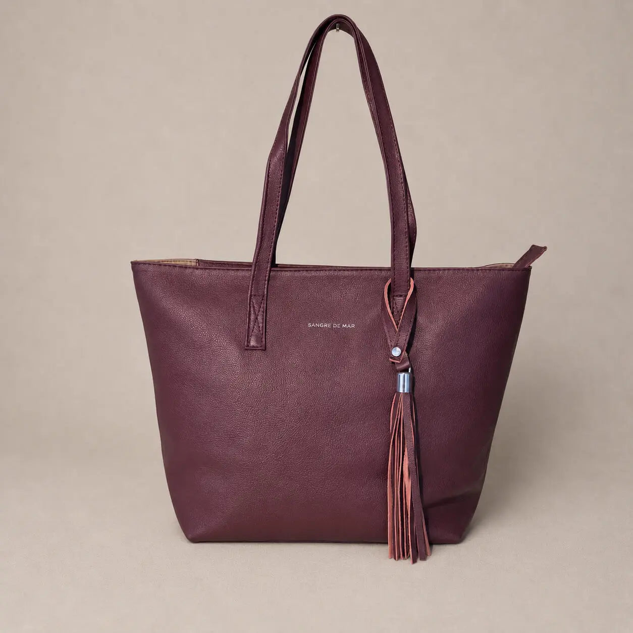 Marea Maxi Tote · Merlot Full-Grain Pebbled Leather Sangre de Mar