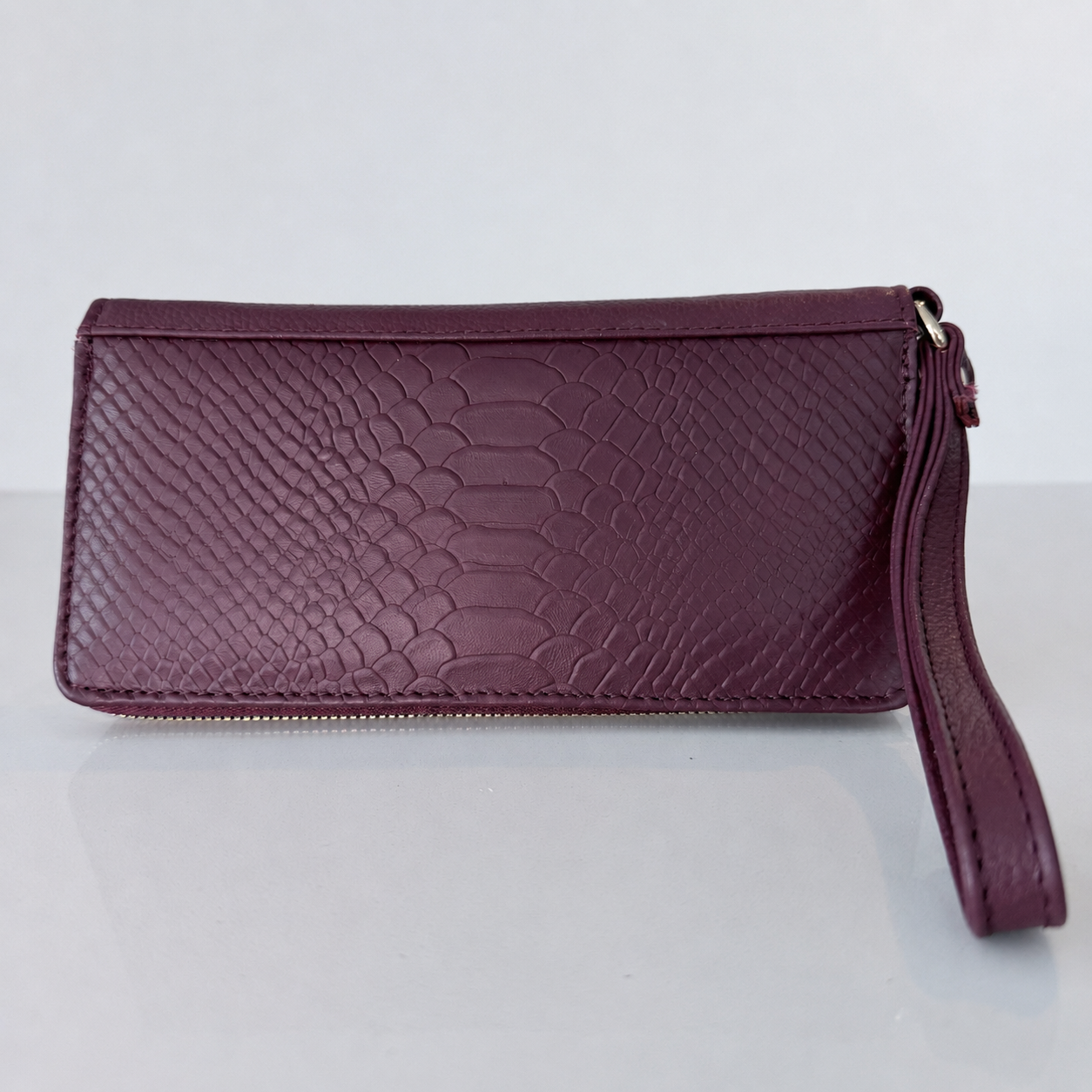 Costera Long Wallet · Merlot Snake-Embossed Leather