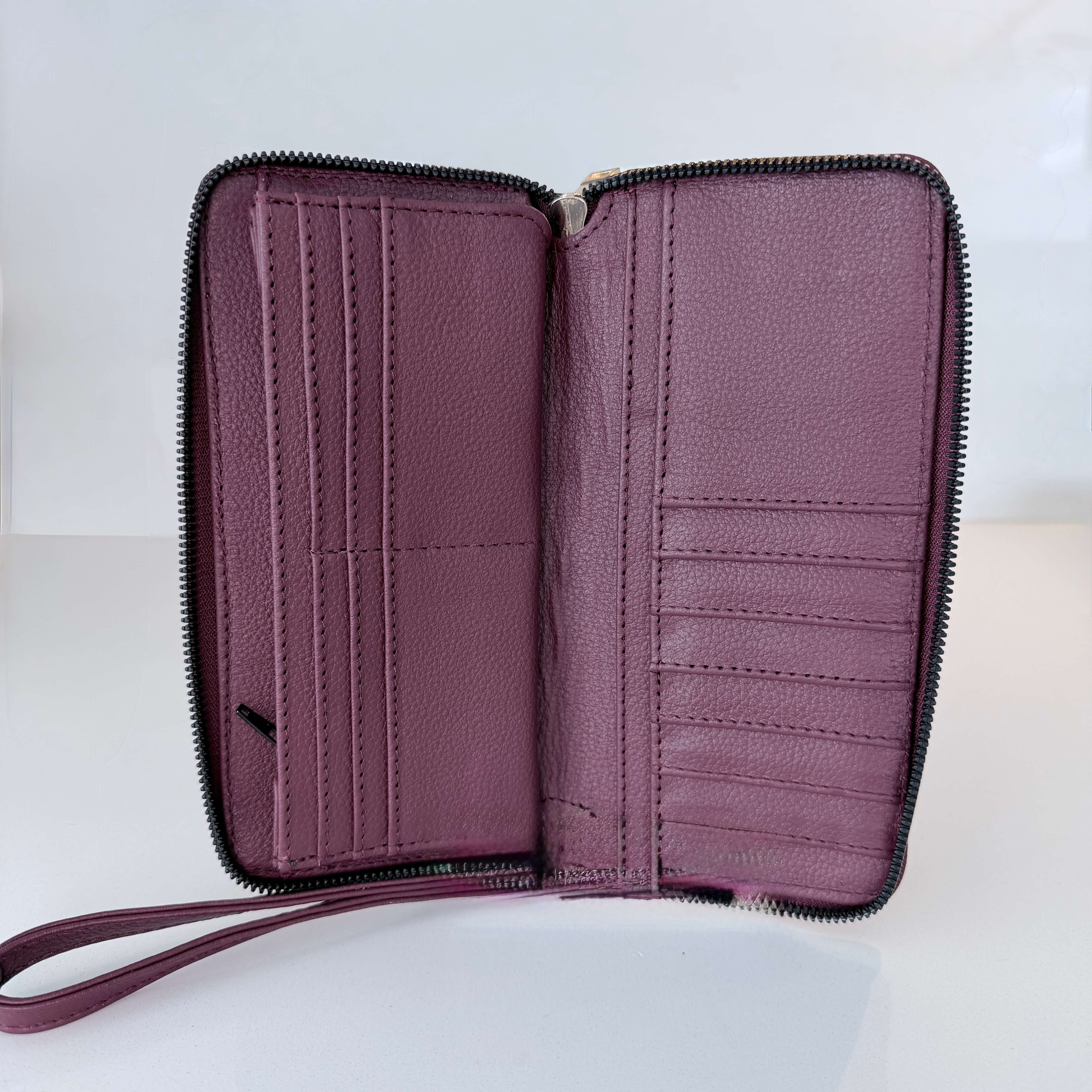 Costera Long Wallet · Merlot Snake-Embossed Leather