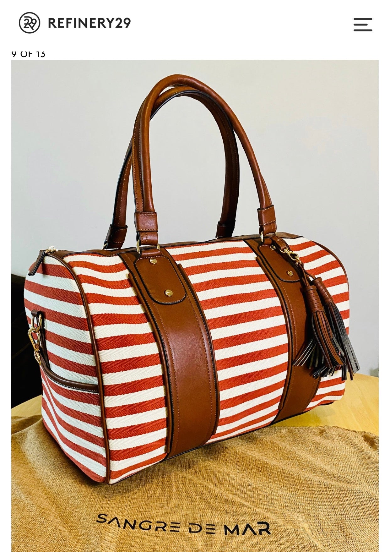 Riviera Weekender Bag Tobacco and Red Vegan Leather
