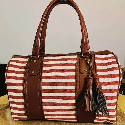 Riviera Weekender Bag Tobacco and Merlot Leather Sangre de Mar